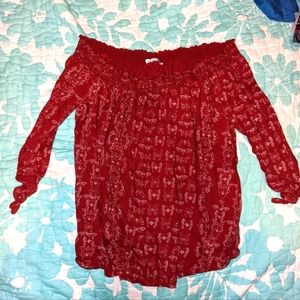 Sonoma butterfly pattern red blouse medium